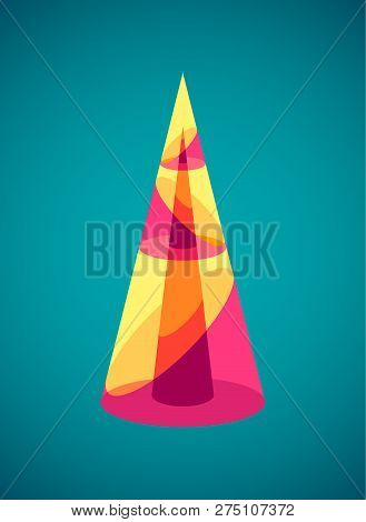 Christmas Tree Illustration, Modern Vector Flat Holiday Xmas Element. Geometrical Modern Semi-transp