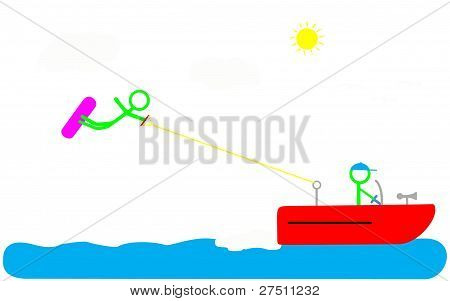 Barca e Wakeboarder