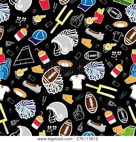 American Football Seamless Pattern All About American Football Black