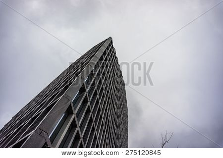 Poznan, Poland - November 16, 2018: Top Of The Modern New Baltyk Office Building On The Roosevelta S
