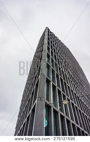 Poznan, Poland - November 16, 2018: Top Of The Modern New Baltyk Office Building On The Roosevelta S