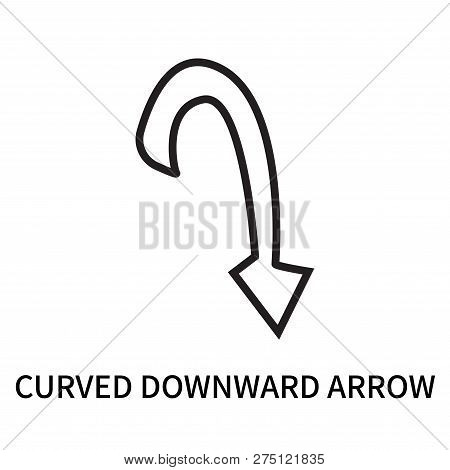 Curved Downward Arrow Icon Isolated On White Background. Curved Downward Arrow Icon Simple Sign. Cur