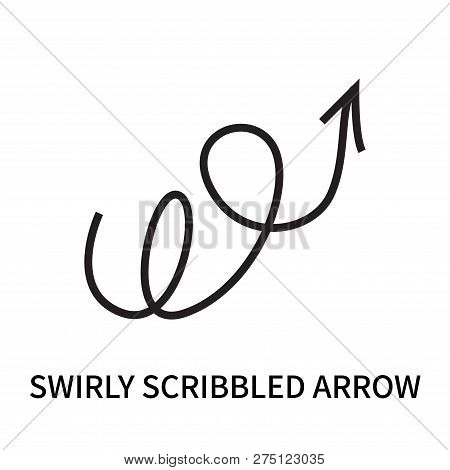 Swirly Scribbled Arrow Icon Isolated On White Background. Swirly Scribbled Arrow Icon Simple Sign. S