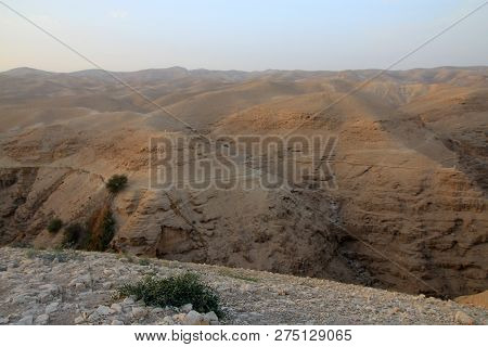 Sunset In Valley Kelt In Judea Desert