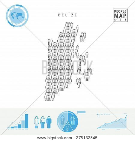 Belize People Icon Map. People Crowd In The Shape Of A Map Of Belize. Stylized Silhouette Of Belize.