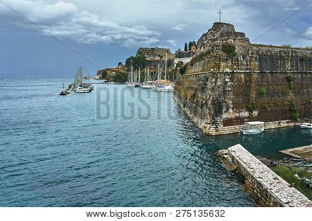 Port And Citadel In City Of Corfu, Greece