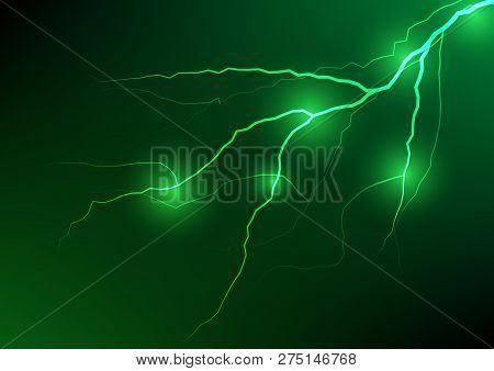Abstract Green Lightning Effect Background, Stock Vector