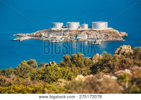 A Major Oil Storage And Terminal Facility, Located On The Small Island Of Aghios Pavlos, Saint Paul,