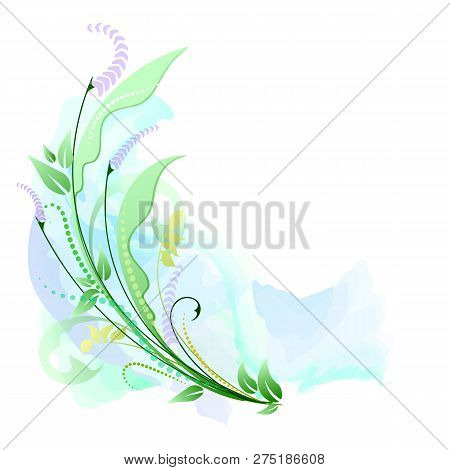 Watercolor Background With Floral Ornament 
Pastel Shade