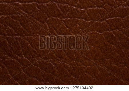 Brown Texture Of Dermantine With Vintage Lines Patterns Close-up