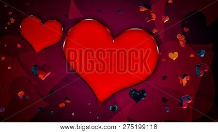 Design Template . Heart For Valentines Day Background .colorful Confetti Hearts Isolated On Backgrou