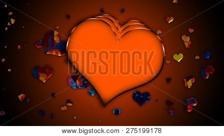 Design Template . Heart For Valentines Day Background .colorful Confetti Hearts Isolated On Backgrou