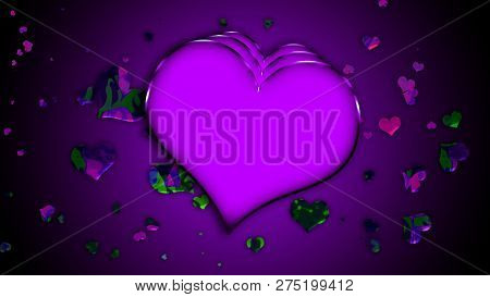 Design Template . Heart For Valentines Day Background .colorful Confetti Hearts Isolated On Backgrou