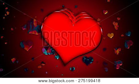 Design Template . Heart For Valentines Day Background .colorful Confetti Hearts Isolated On Backgrou