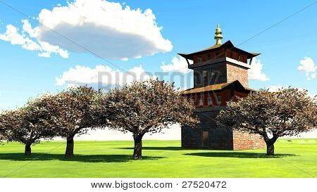 kirsebærblomster temple