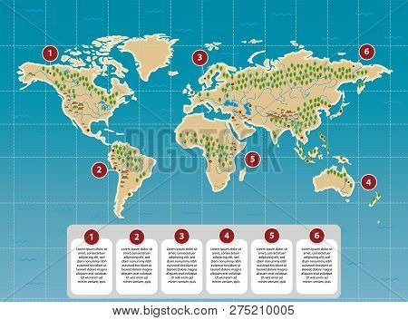 World Map With Relif, Capitals, Boundaries, Label. Infographic