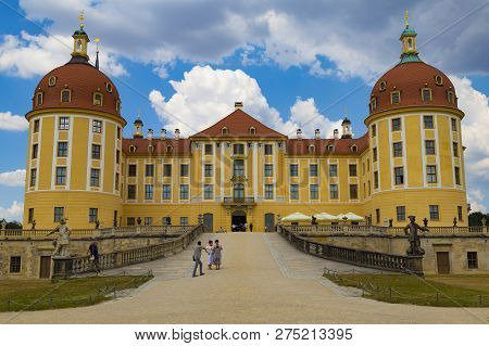 26.07.2018. Moritzburg Castle - Baroque Palace, Exterior. Moritzburg, Saxony,  Germany. General View