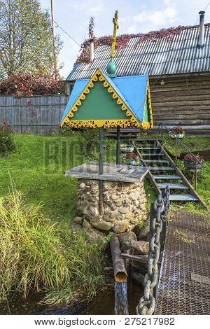 Nikolin Source In The Village Of Vyatskoye On A Sunny Summer Day, Russia.