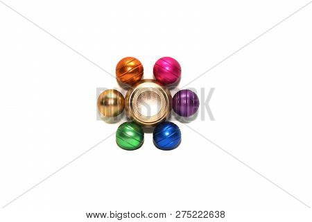 Metallic Fidget Spiner Isolated On White Background