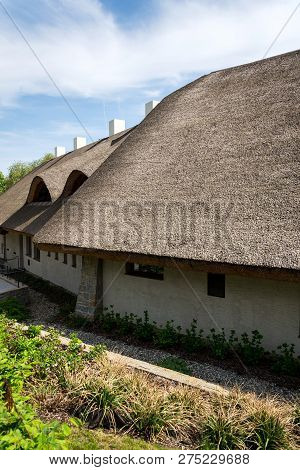 Traditional Thatched Roof From Reed, Sunny Summer Day