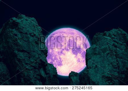 Long Night Moon, Cold Moon Back Two Mountain Night Sky