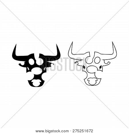 Black And White Bulls Head Simple Style Logotype