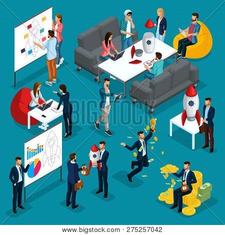 Trendy Isometric People, 3d Businessman, Development Start-up, Team Of Professionals, Students, Busi