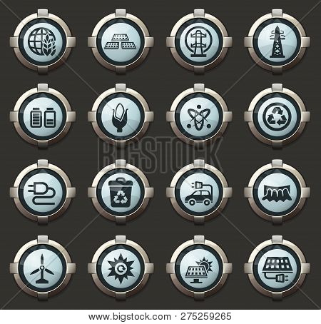 Bio Fuel Industry Vector Stylish Round Buttons For Mobile Applications And Web