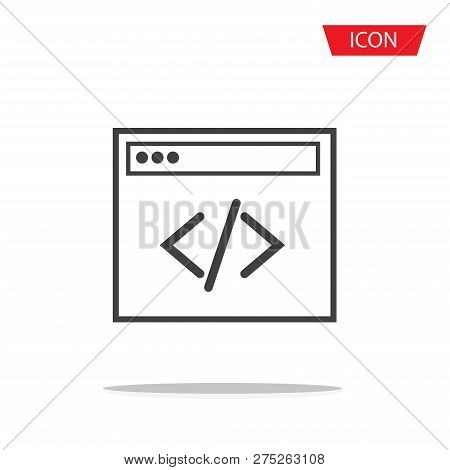Coding Icon Vector, Coding In Computer Isolated On White Background.