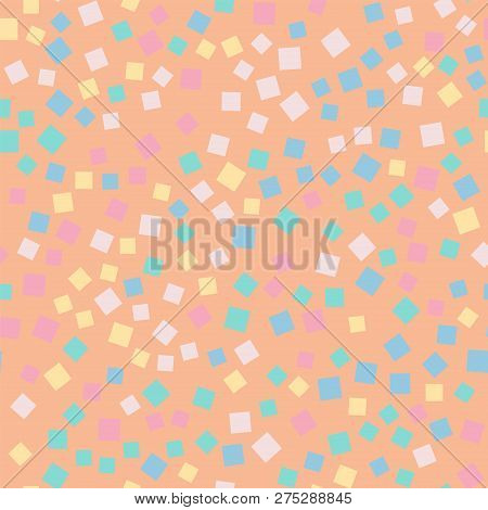Abstract Squares Pattern. Pink Geometric Background. Neat Random Squares. Geometric Chaotic Decor. V
