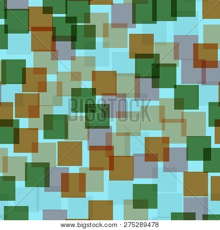 Abstract Squares Pattern. Blue Geometric Background. Exceptional Random Squares. Geometric Chaotic D