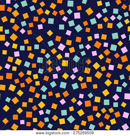 Abstract Squares Pattern. Deep Blue Geometric Background. Breathtaking Random Squares. Geometric Cha