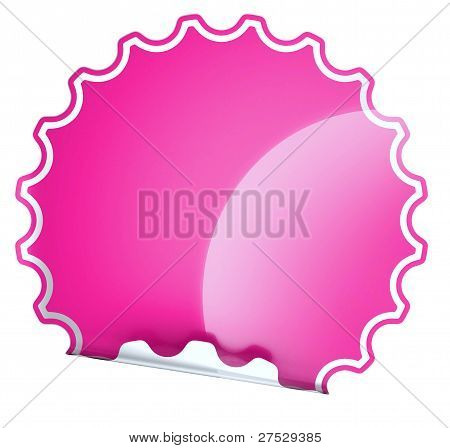 Magenta tondo piegato adesivo o etichetta