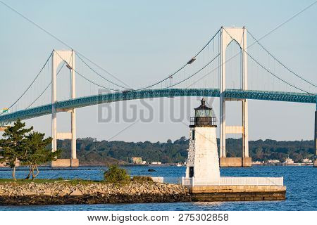 Goat Island Lighthouse In Newport, Rhode Island