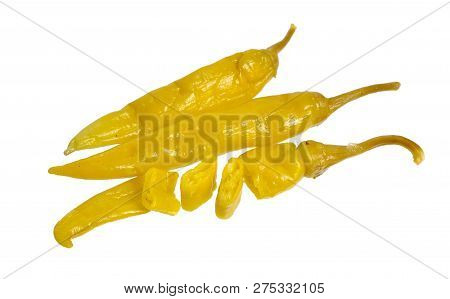 Pickled Macedonian Or Greek Hot Pepper. Isolated On White Nackground