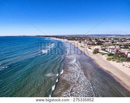Aerial View Of Granelli Beach, A Seaside Place In Sicily