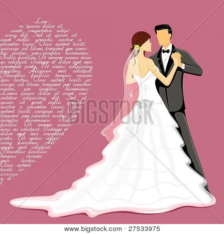 Ilustración de la pareja de recién casados en vestidos de novia