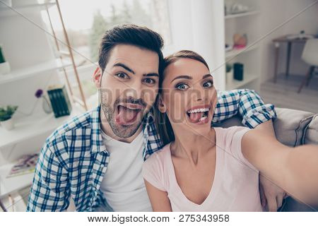 Self-portrait Of Two Nice Crazy Adorable Attractive Cheerful Cheery Positive Funny Funky People Marr