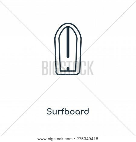 Surfboard Icon In Trendy Design Style. Surfboard Icon Isolated On White Background. Surfboard Vector
