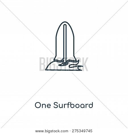 One Surfboard Icon In Trendy Design Style. One Surfboard Icon Isolated On White Background. One Surf