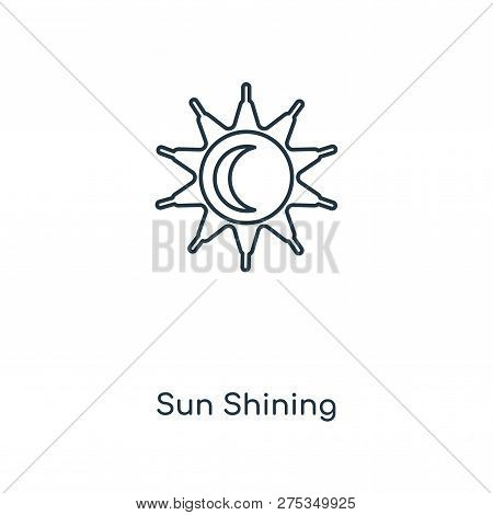 Sun Shining Icon In Trendy Design Style. Sun Shining Icon Isolated On White Background. Sun Shining 