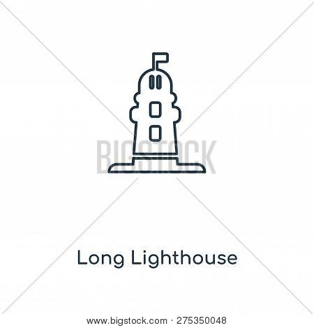 Long Lighthouse Icon In Trendy Design Style. Long Lighthouse Icon Isolated On White Background. Long