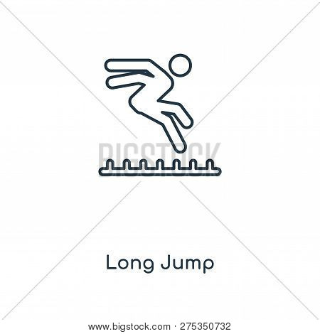 Long Jump Icon In Trendy Design Style. Long Jump Icon Isolated On White Background. Long Jump Vector