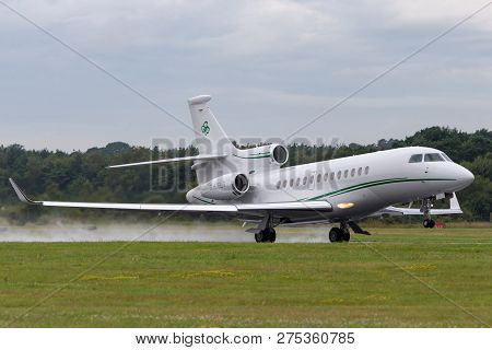Farnborough, Uk - July 19, 2014: Dassault Falcon 7x (m-celt) Private Jet, Owned By Dermot Desmond, B