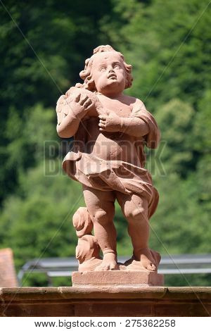 BRONNBACH, GERMANY - JULY 07, 2018: Angel, statue in the garden of cloister Bronnbach in Reicholzheim near Wertheim, Germany