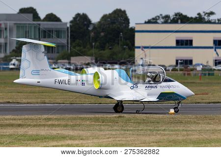 Farnborough, Uk - July 16, 2014: The Airbus E-fan Is A Prototype Electric Aircraft Being Developed B