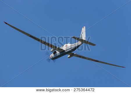 Farnborough, Uk - July 18, 2014: Grob G-520t Egrett High Altitude Reconnaissance And Surveillance Ai