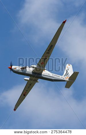 Farnborough, Uk - July 18, 2014: Grob G-520t Egrett High Altitude Reconnaissance And Surveillance Ai
