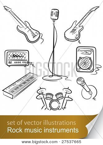 Set rock musique instrument vector illustration isolé sur fond blanc