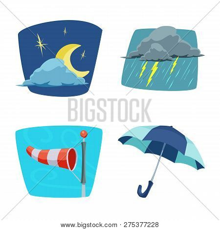 Vector Design Of Weather And Climate Sign. Collection Of Weather And Cloud Vector Icon For Stock.